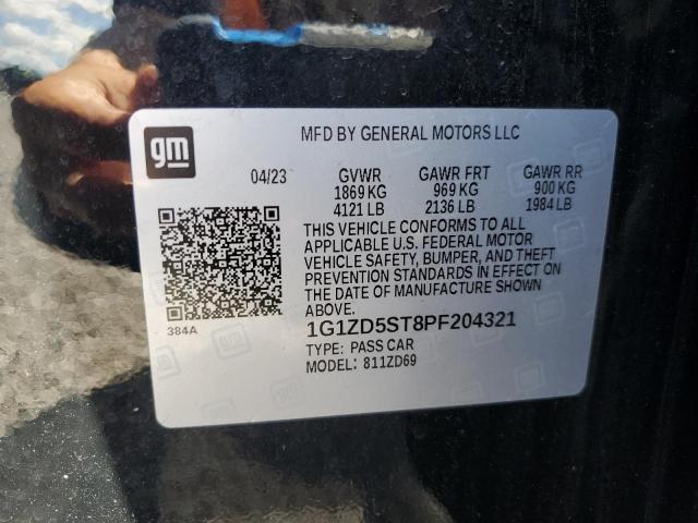 1G1ZD5ST8PF204321 - 2023 CHEVROLET MALIBU LT BLACK photo 12