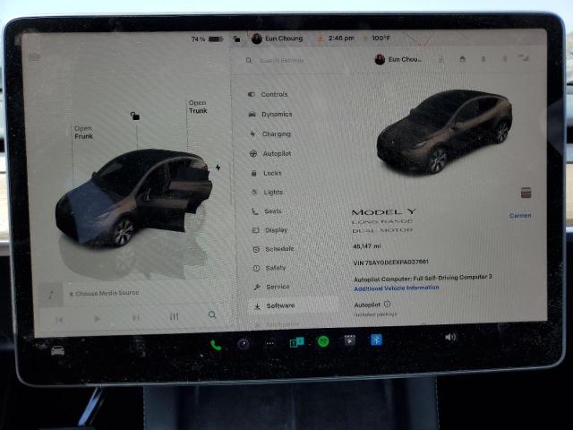 7SAYGDEEXPA037661 - 2023 TESLA MODEL Y GRAY photo 9