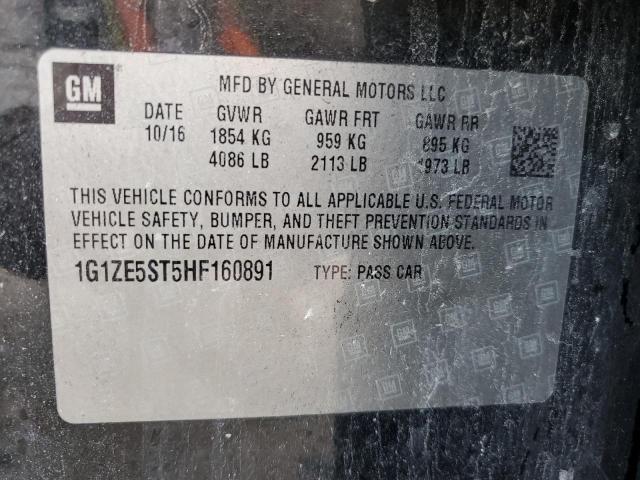 1G1ZE5ST5HF160891 - 2017 CHEVROLET MALIBU LT BLACK photo 13