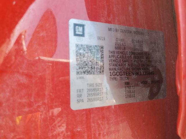 1GCGTEEN8K1335849 - 2019 CHEVROLET COLORADO ZR2 RED photo 12