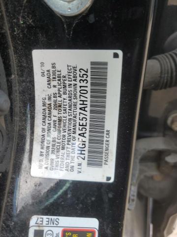 2HGFA5E57AH701352 - 2010 HONDA CIVIC SI BLACK photo 12