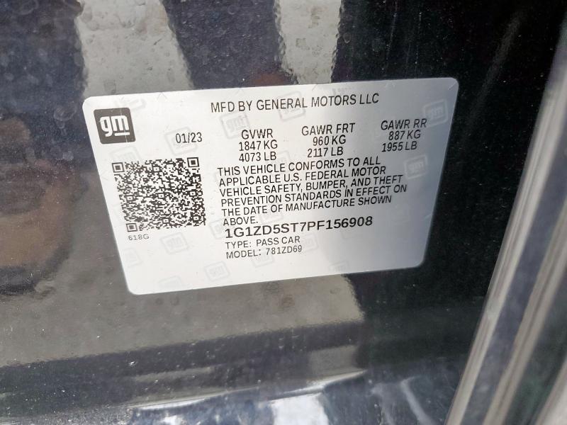 1G1ZD5ST7PF156908 - 2023 CHEVROLET MALIBU LT 蓝色 照片 12