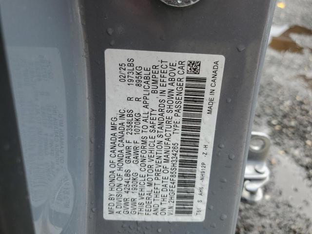 2HGFE4F85SH334265 - 2025 HONDA CIVIC SPORT ნაცრისფერი ფოტო 12