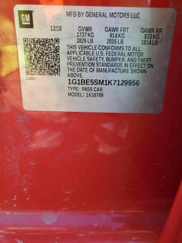 1G1BE5SM1K7129956 - 2019 CHEVROLET CRUZE LT RED photo 12