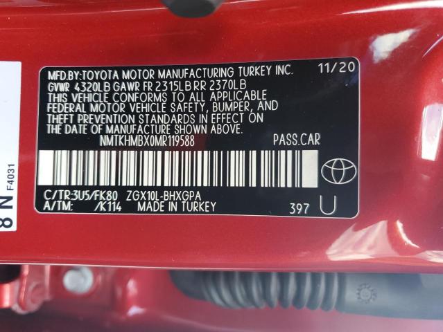 NMTKHMBX0MR119588 - 2021 TOYOTA C-HR XLE RED photo 13
