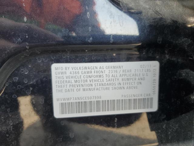 WVWMP7AN5CE507998 - 2012 VOLKSWAGEN CC SPORT Սև լուսանկար 13