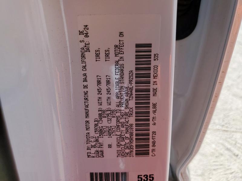 3TMKB5FN5RM001898 - 2024 TOYOTA TACOMA DOUBLE CAB WHITE photo 12