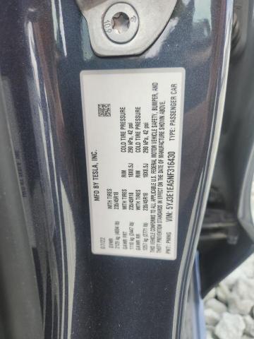 5YJ3E1EA5NF316430 - 2022 TESLA MODEL 3 SILVER photo 12