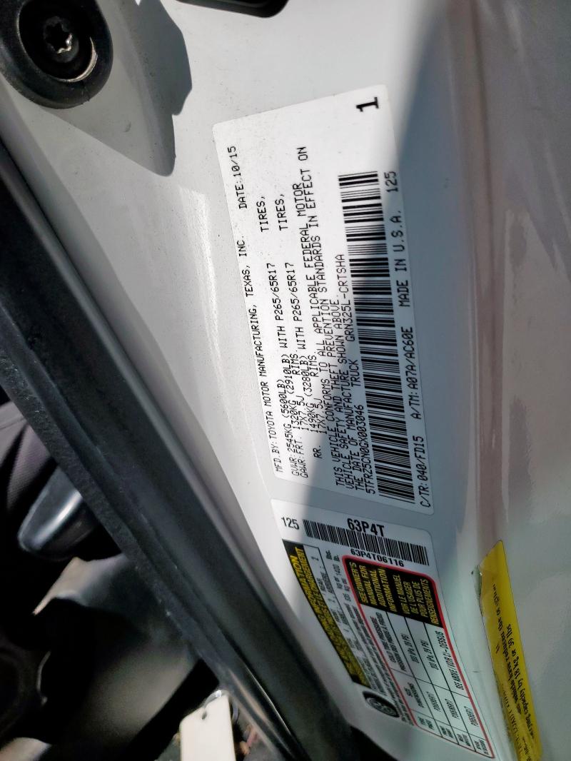 5TFRZ5CN0GX003046 - 2016 TOYOTA TACOMA ACCESS CAB Ақ фото 13