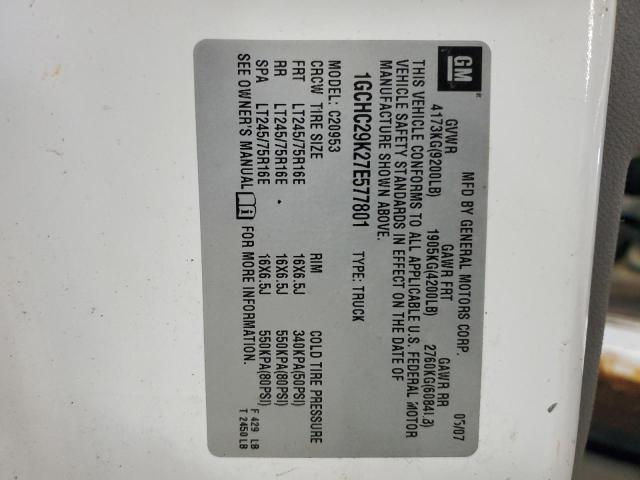 1GCHC29K27E577801 - 2007 CHEVROLET SILVERADO C2500 HEAVY DUTY WHITE photo 12