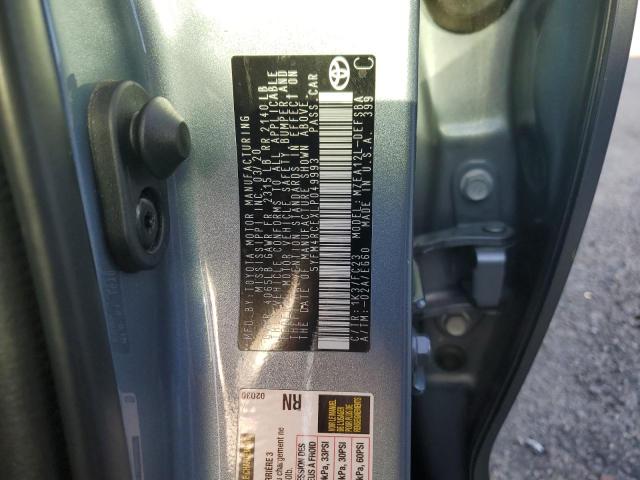 5YFM4RCEXLP049993 - 2020 TOYOTA COROLLA SE ნაცრისფერი ფოტო 12