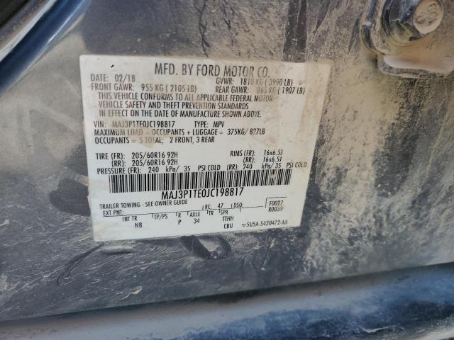 MAJ3P1TE0JC198817 - 2018 FORD ECOSPORT SE CHARCOAL photo 12