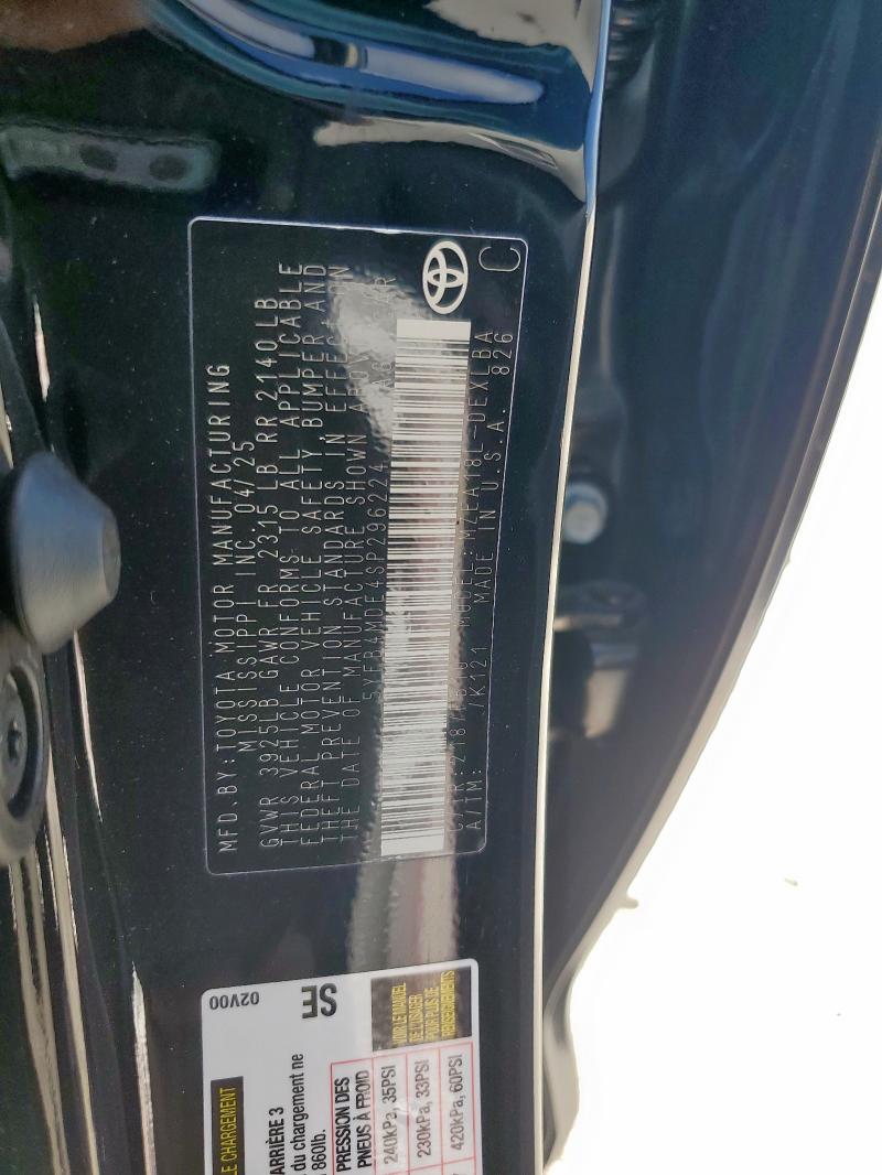 5YFB4MDE4SP296224 - 2025 TOYOTA COROLLA LE Қара фото 12