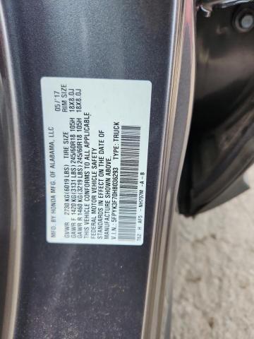 5FPYK3F70HB036293 - 2017 HONDA RIDGELINE RTL GRAY photo 12