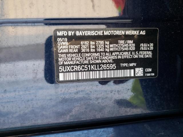 5UXCR6C51KLL26595 - 2019 BMW X5 XDRIVE40I Bleu photo 14