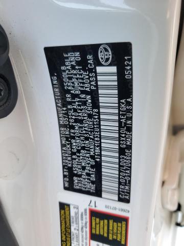 4T1BK1EB3EU115478 - 2014 TOYOTA AVALON BASE 白色 照片 12