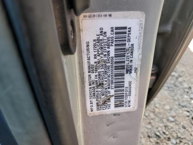 2T1BR32E03C053350 - 2003 TOYOTA COROLLA CE SILVER photo 12