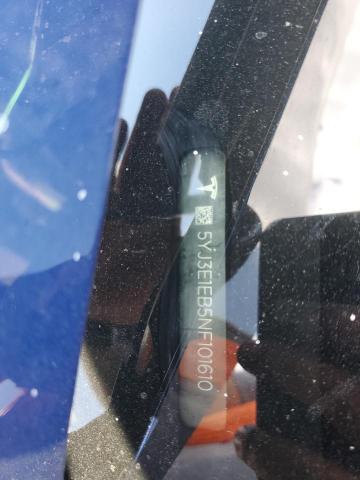 5YJ3E1EB5NF101610 - 2022 TESLA MODEL 3 Синій фото 12