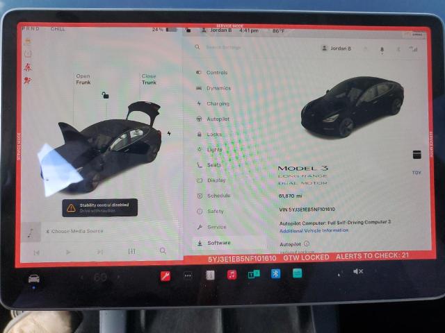 5YJ3E1EB5NF101610 - 2022 TESLA MODEL 3 Синій фото 9