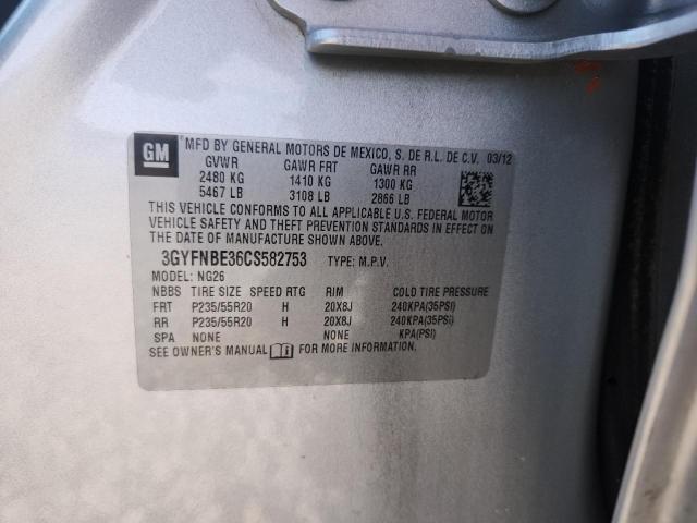 3GYFNBE36CS582753 - 2012 CADILLAC SRX PERFORMANCE COLLECTION SILVER photo 12