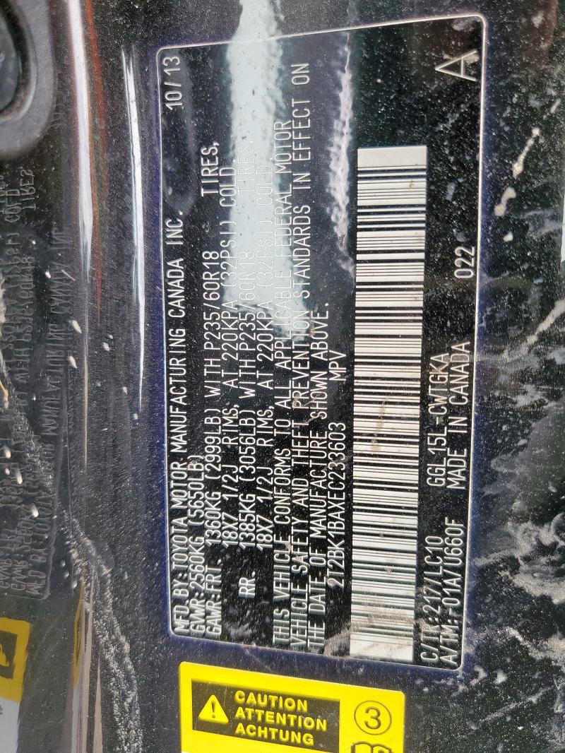 2T2BK1BAXEC233603 - 2014 LEXUS RX 350 BASE Սև լուսանկար 12