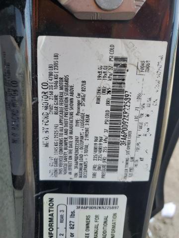 3FA6P0D92KR225897 - 2019 FORD FUSION TITANIUM 黑色 照片 12