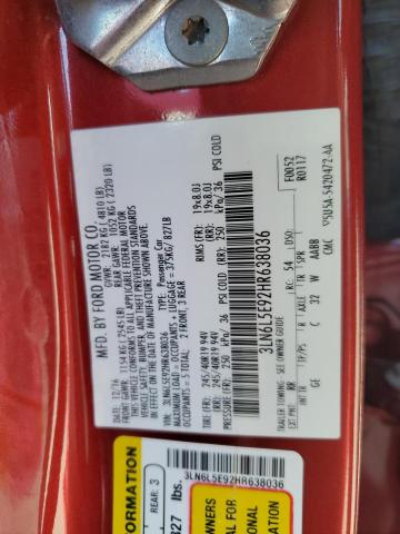 3LN6L5E92HR638036 - 2017 LINCOLN MKZ RESERVE წითელი ფოტო 13