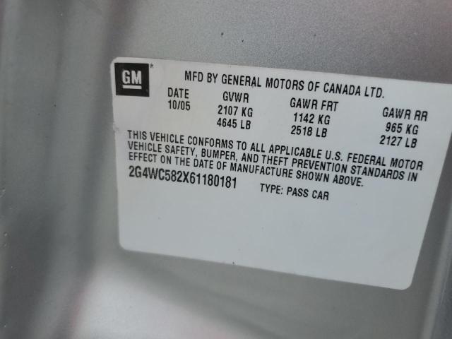 2G4WC582X61180181 - 2006 BUICK LACROSSE CX Argent photo 12