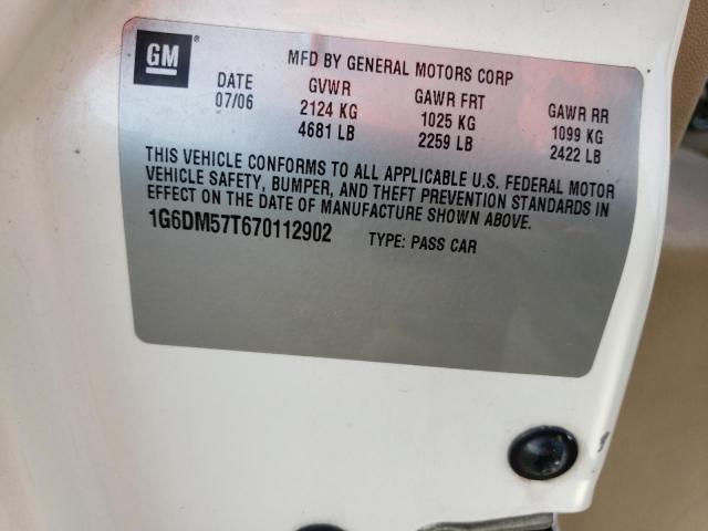 1G6DM57T670112902 - 2007 CADILLAC CTS WHITE photo 12