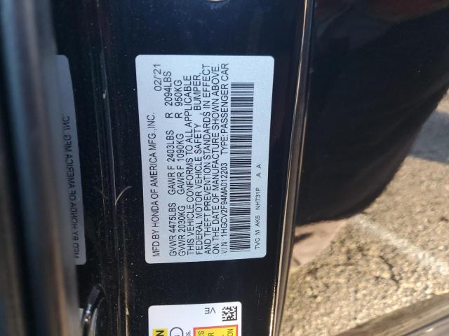 1HGCV2F94MA012203 - 2021 HONDA ACCORD TOURING 黑色 照片 13