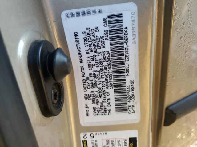 1NXBR32E06Z694534 - 2006 TOYOTA COROLLA CE BEIGE photo 12