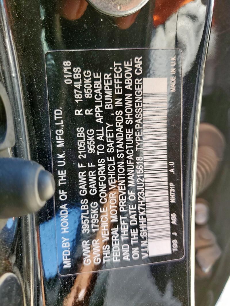 SHHFK7H23JU215618 - 2018 HONDA CIVIC LX Qara foto 12