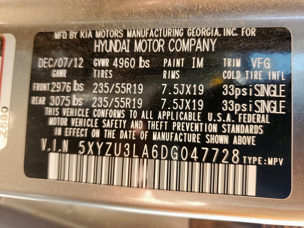 5XYZU3LA6DG047728 - 2013 HYUNDAI SANTA FE SPORT GRAY photo 13