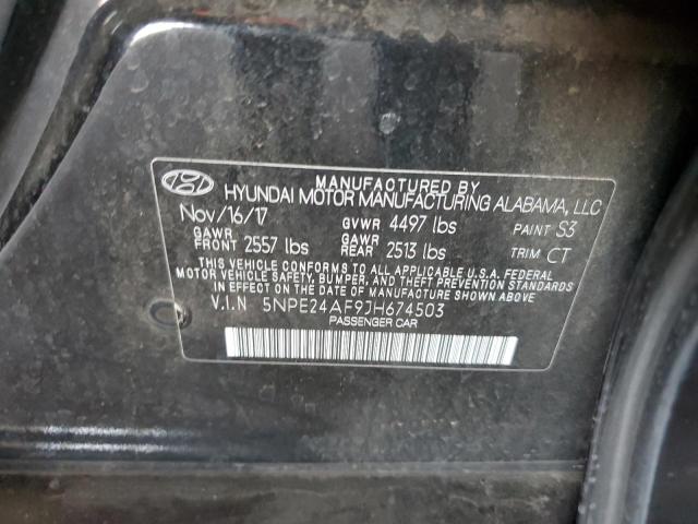 5NPE24AF9JH674503 - 2018 HYUNDAI SONATA SE BLACK photo 12