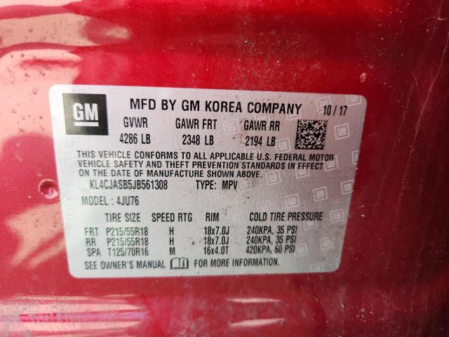 KL4CJASB5JB561308 - 2018 BUICK ENCORE PREFERRED 红色 照片 12