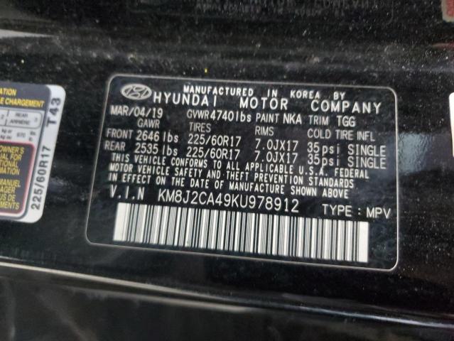 KM8J2CA49KU978912 - 2019 HYUNDAI TUCSON SE BLACK photo 13
