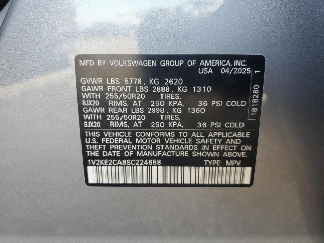 1V2KE2CA8SC224658 - 2025 VOLKSWAGEN ATLAS CROS SE ნაცრისფერი ფოტო 14