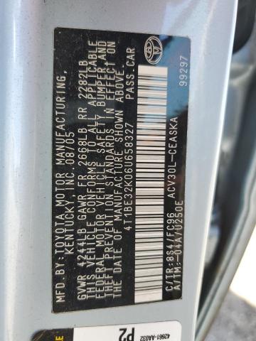 4T1BE32K06U658327 - 2006 TOYOTA CAMRY LE BLUE photo 12