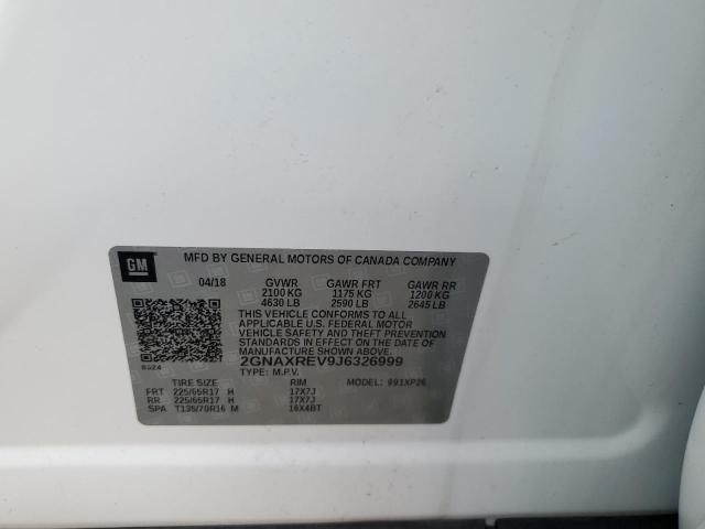 2GNAXREV9J6326999 - 2018 CHEVROLET EQUINOX LS WHITE photo 13