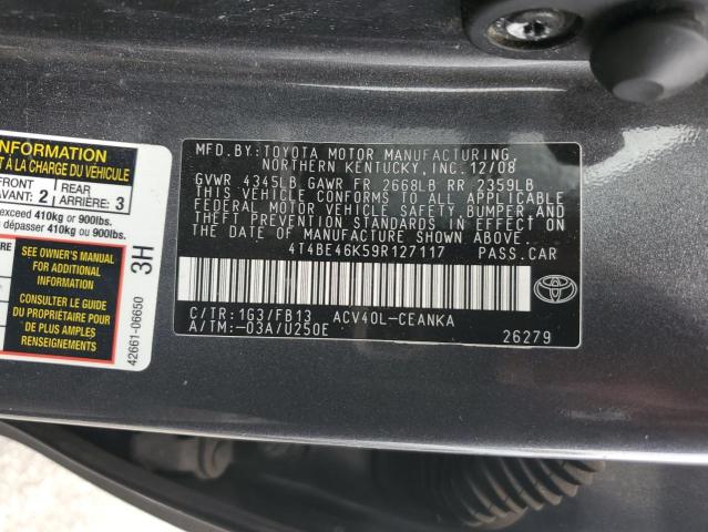 4T4BE46K59R127117 - 2009 TOYOTA CAMRY BASE CHARCOAL photo 13