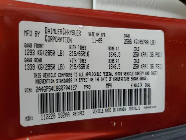 2A4GP54L86R704127 - 2006 CHRYSLER TOWN & COU TOURING 橙色 照片 13