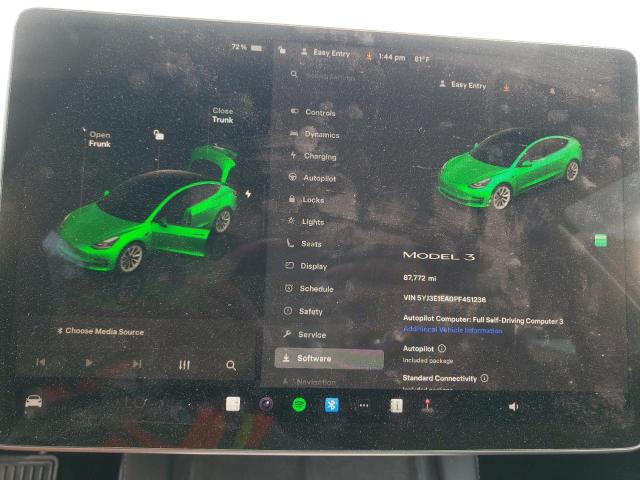 5YJ3E1EA0PF451236 - 2023 TESLA MODEL 3 Чорний фото 9