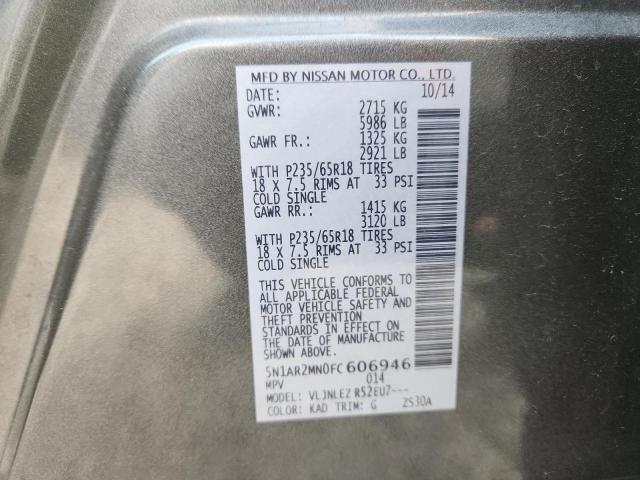 5N1AR2MN0FC606946 - 2015 NISSAN PATHFINDER S SILVER photo 13