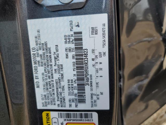 3FA6P0H9XHR334823 - 2017 FORD FUSION SE CHARCOAL photo 12