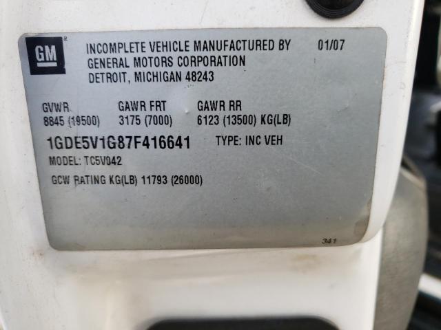 1GDE5V1G87F416641 - 2007 GMC C5500 C5V042 WHITE photo 13