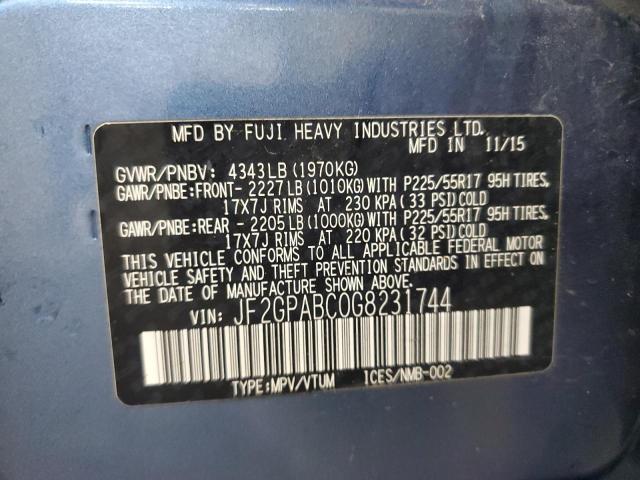 JF2GPABC0G8231744 - 2016 SUBARU CROSSTREK PREMIUM BLUE photo 14