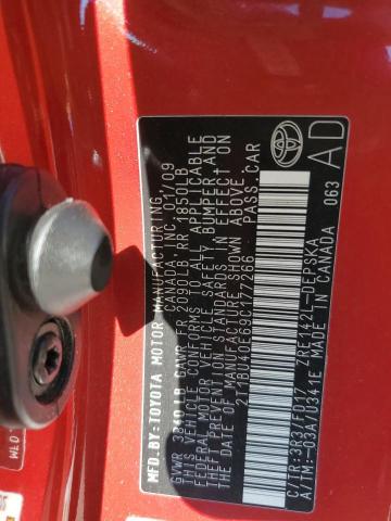 2T1BU40E69C177266 - 2009 TOYOTA COROLLA BASE RED photo 12