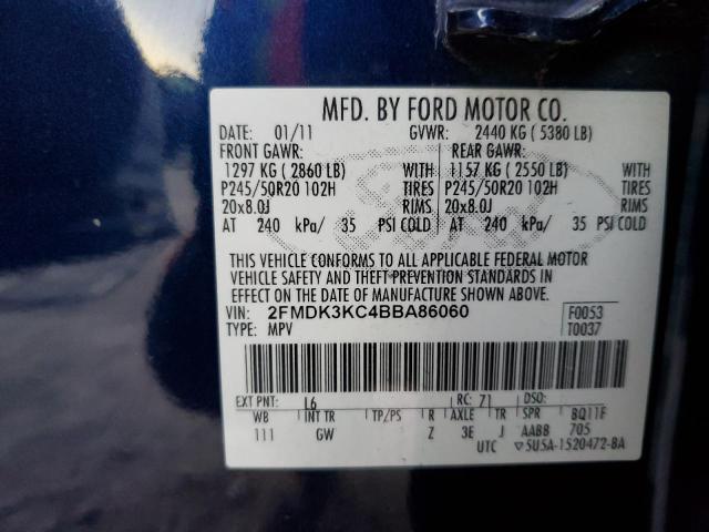 2FMDK3KC4BBA86060 - 2011 FORD EDGE LIMITED BLUE photo 13