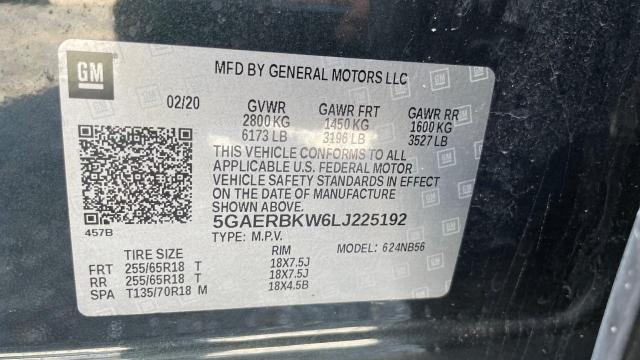 5GAERBKW6LJ225192 - 2020 BUICK ENCLAVE ESSENCE CHARCOAL photo 10