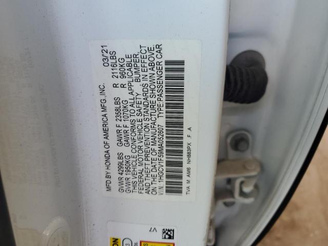 1HGCV1F59MA052607 - 2021 HONDA ACCORD EXL WHITE photo 12